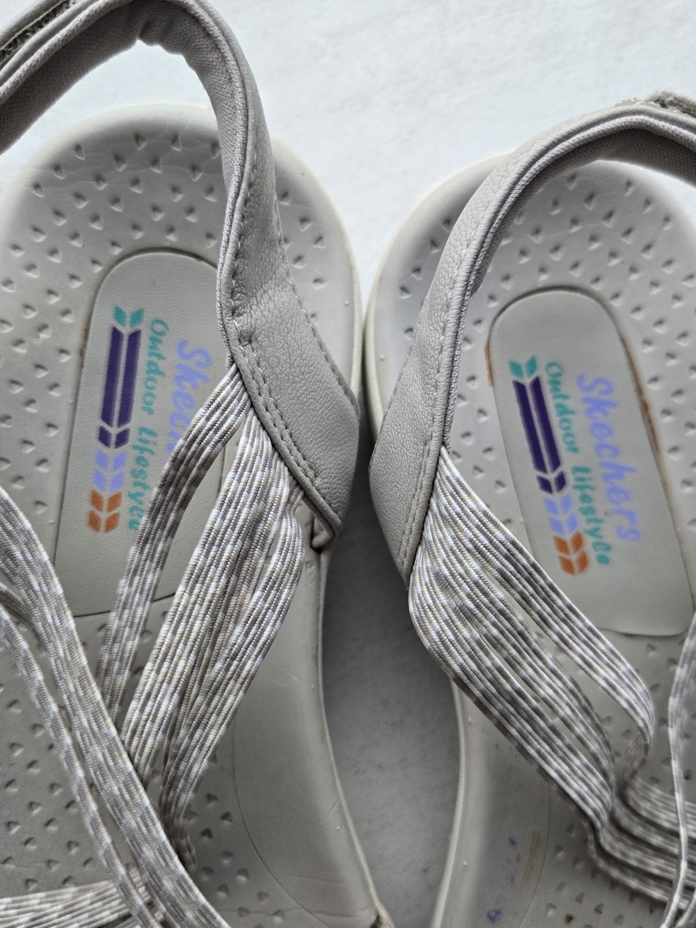 Skechers Women's Metallic Gray Strappy Comfort Sandals - Picture 3 of 16